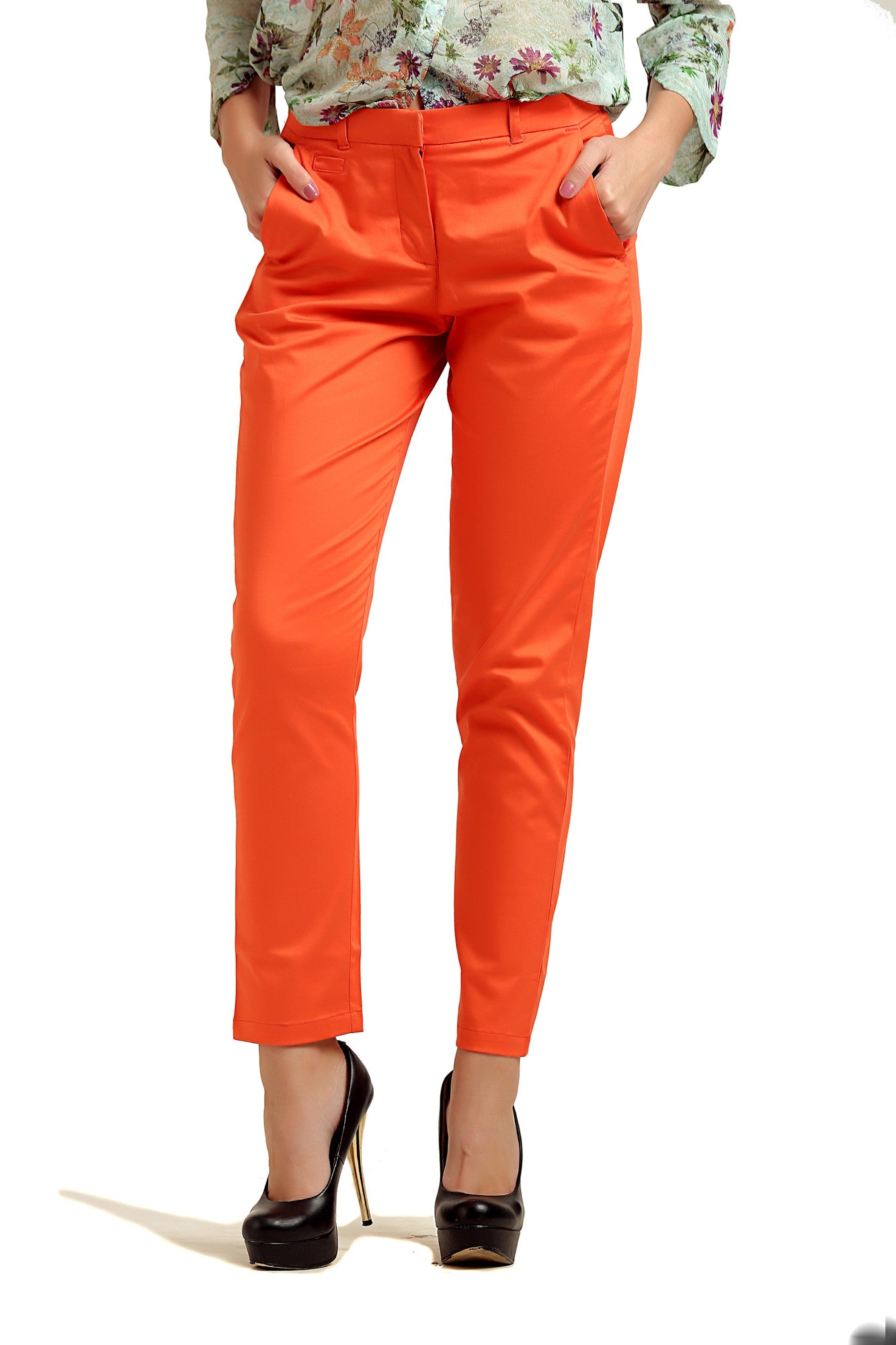 Orange color formal trouser for women – MODA ELEMENTI